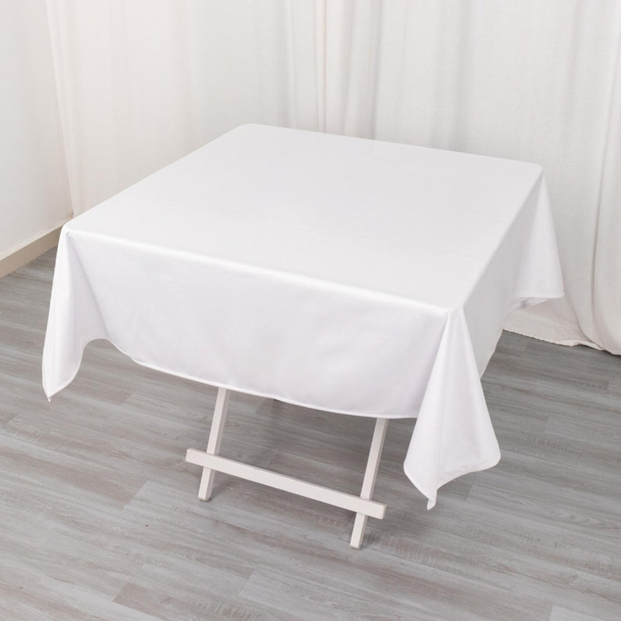 54" White Premium Scuba Wrinkle Free Square Tablecloth, Scuba Polyester Tablecloth