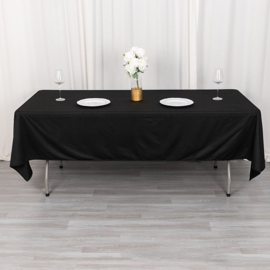 60x102inch Black Premium Scuba Rectangular Tablecloth, Wrinkle Free Polyester Seamless