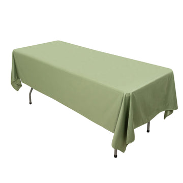 60"x102" Dusty Sage Green Premium Scuba Wrinkle Free Rectangular Tablecloth, Seamless Scuba Polyester Tablecloth
