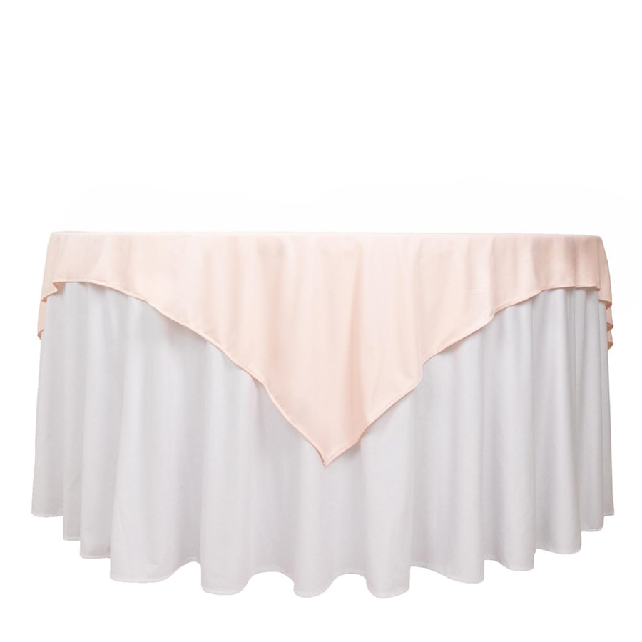 70" Blush Premium Scuba Wrinkle Free Square Table Overlay, Scuba Polyester Table Topper