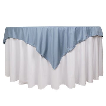 70" Dusty Blue Premium Scuba Wrinkle Free Square Table Overlay, Seamless Scuba Polyester Table Topper
