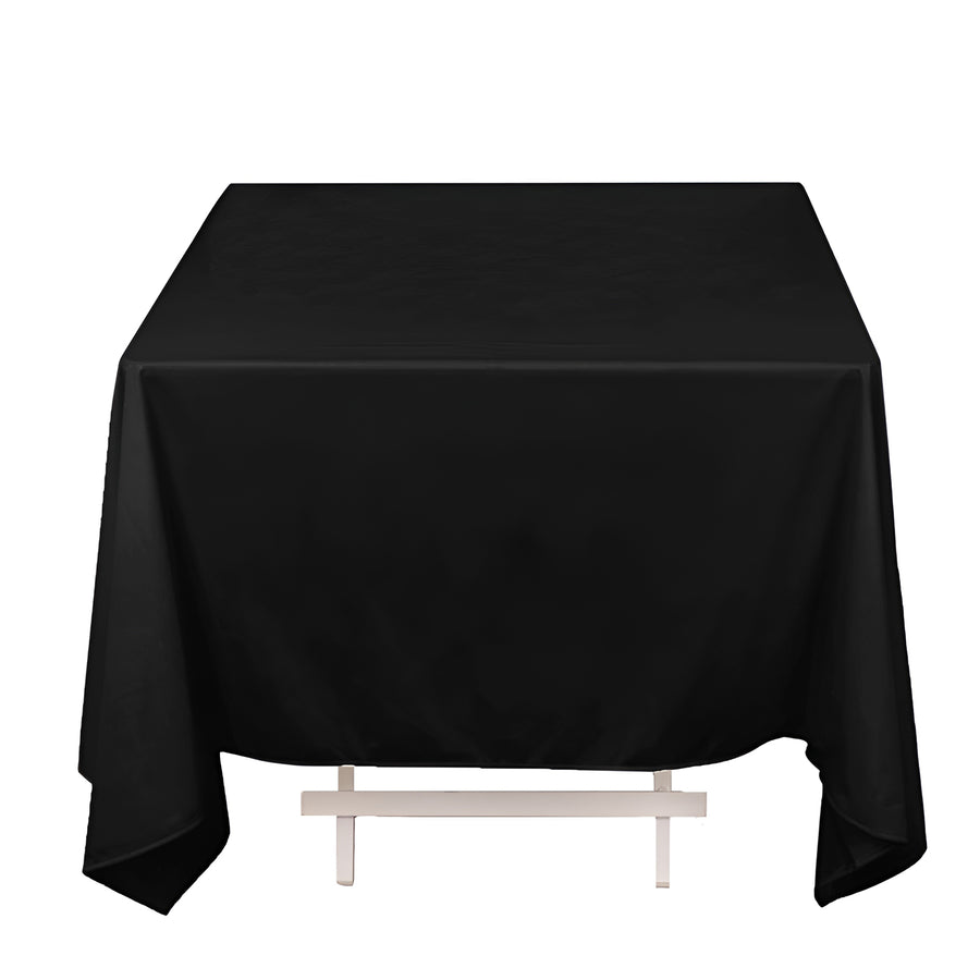 70" Black Premium Scuba Wrinkle Free Square Tablecloth, Scuba Polyester Tablecloth