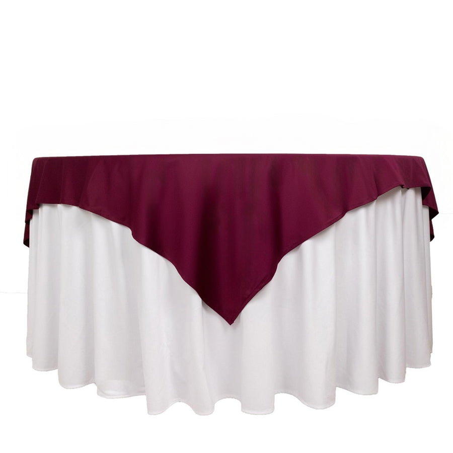 70" Burgundy Premium Scuba Wrinkle Free Square Table Overlay, Scuba Polyester Table Topper