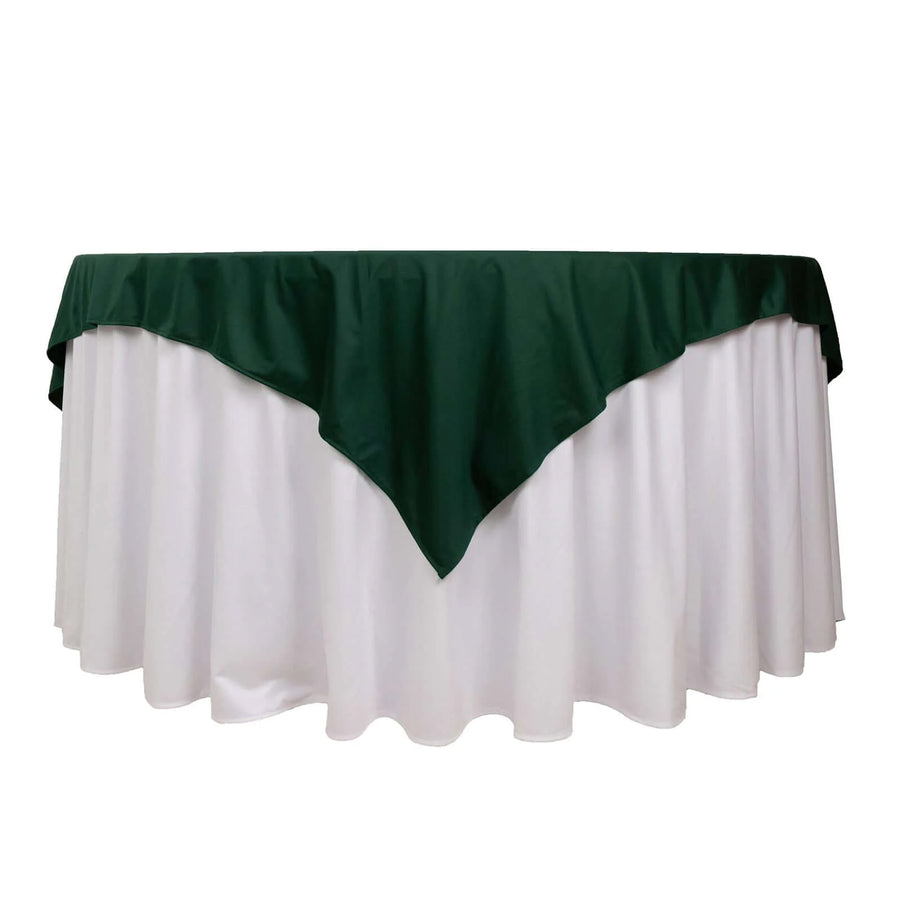 70" Hunter Emerald Green Premium Scuba Wrinkle Free Square Table Overlay, Scuba Polyester
