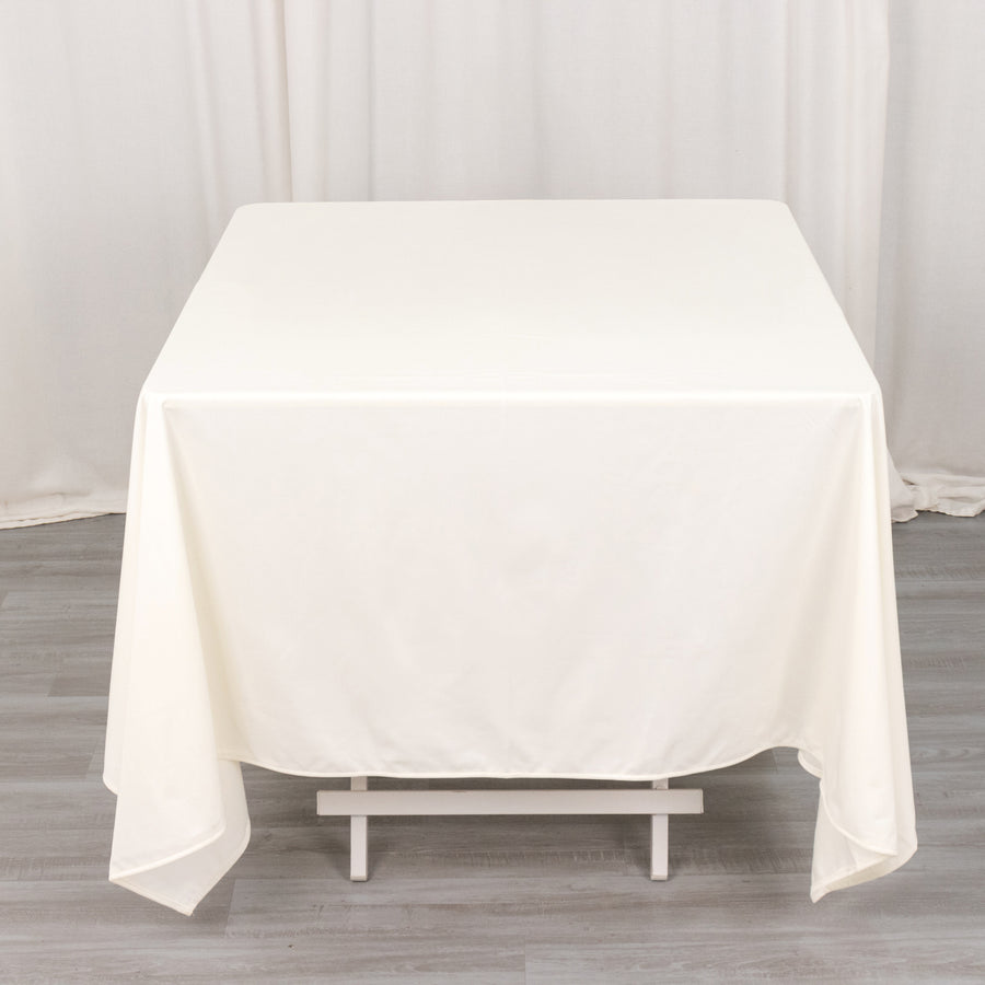 70" Ivory Premium Scuba Wrinkle Free Square Tablecloth, Scuba Polyester Tablecloth