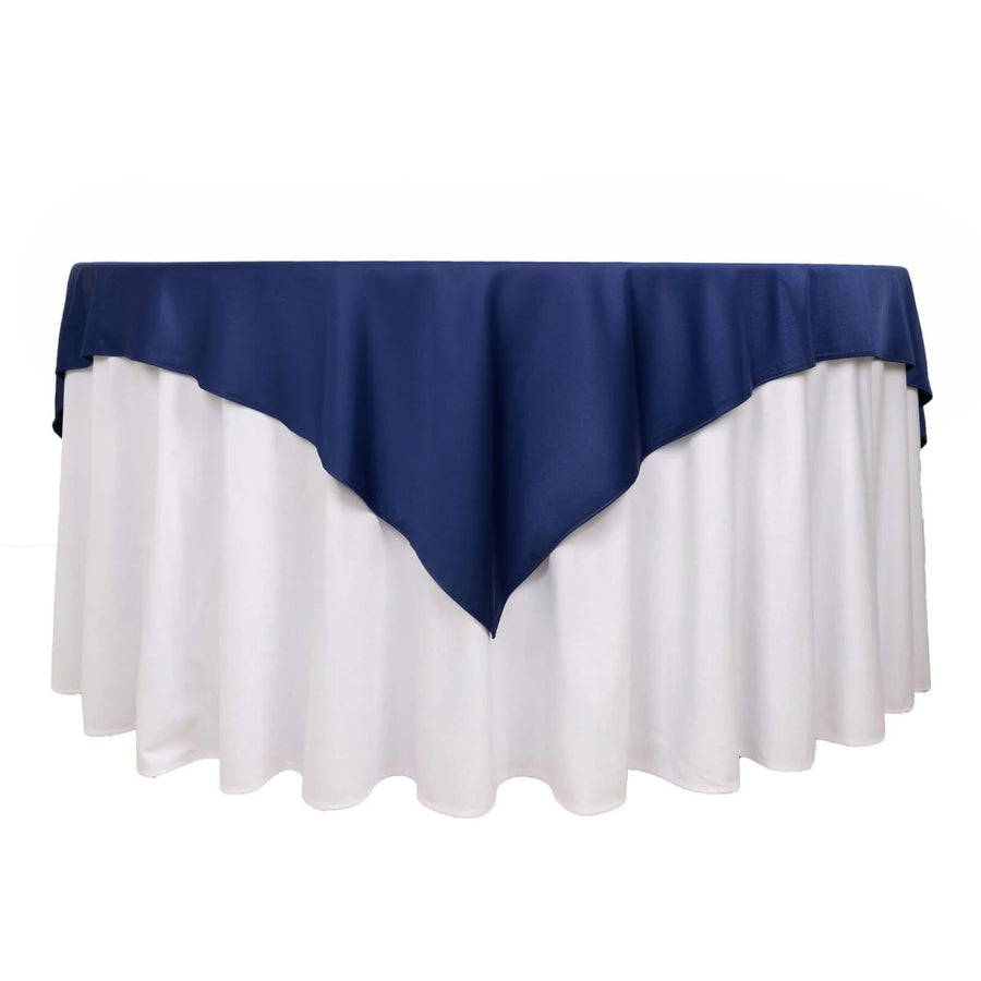 70" Navy Blue Premium Scuba Wrinkle Free Square Table Overlay, Scuba Polyester Table Topper