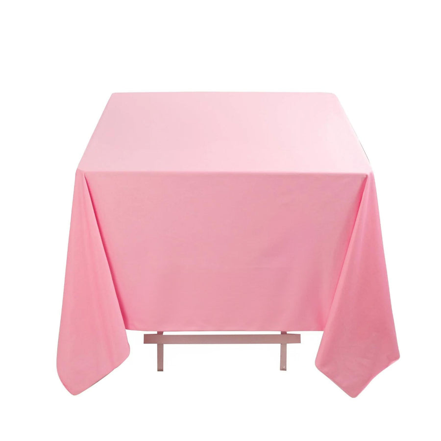 70" Pink Premium Scuba Wrinkle Free Square Tablecloth, Scuba Polyester Tablecloth