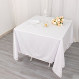 70inch White Premium Scuba Square Tablecloth, Wrinkle Free Polyester Seamless Tablecloth