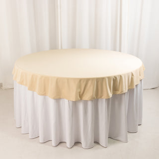<strong>70" Round Premium Beige Scuba Tablecloth</strong> <strong>70" Round Premium Beige Scuba Tablecloth</strong>