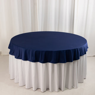 <strong>70" Round Premium Navy Blue Scuba Tablecloth</strong> <strong>70" Round Premium Navy Blue Scuba Tablecloth</strong>