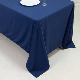 Navy blue tablecloth draped elegantly over a table.