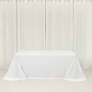 <strong>White Scuba Polyester Tablecloth 90"x132" Rounded Corner Design</strong> <strong>White Scuba Polyester Tablecloth 90"x132" Rounded Corner Design</strong>