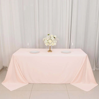 Experience Luxury and Convenience with the Blush Scuba Rectangular Tablecloth Experience Luxury and Convenience with the Blush Scuba Rectangular Tablecloth