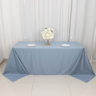 Experience Luxury and Convenience with the Dusty Blue Scuba Rectangular Tablecloth Experience Luxury and Convenience with the Dusty Blue Scuba Rectangular Tablecloth