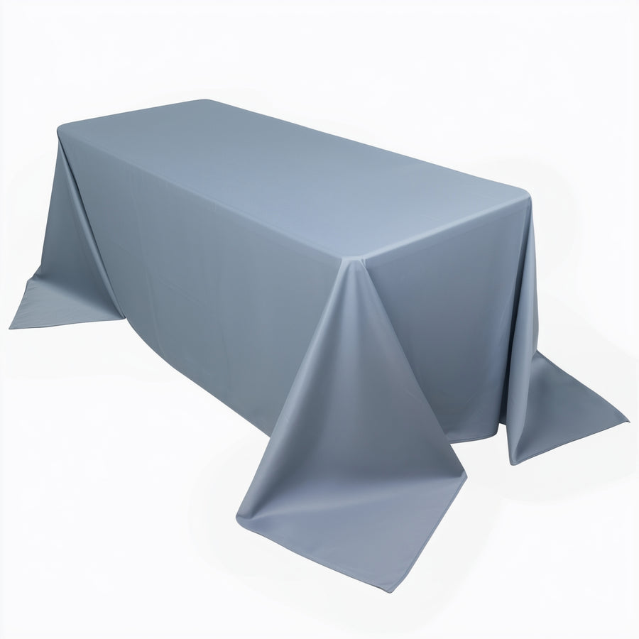90x132inch Dusty Blue Premium Scuba Wrinkle Free Rectangular Tablecloth, Seamless Scuba Polyester