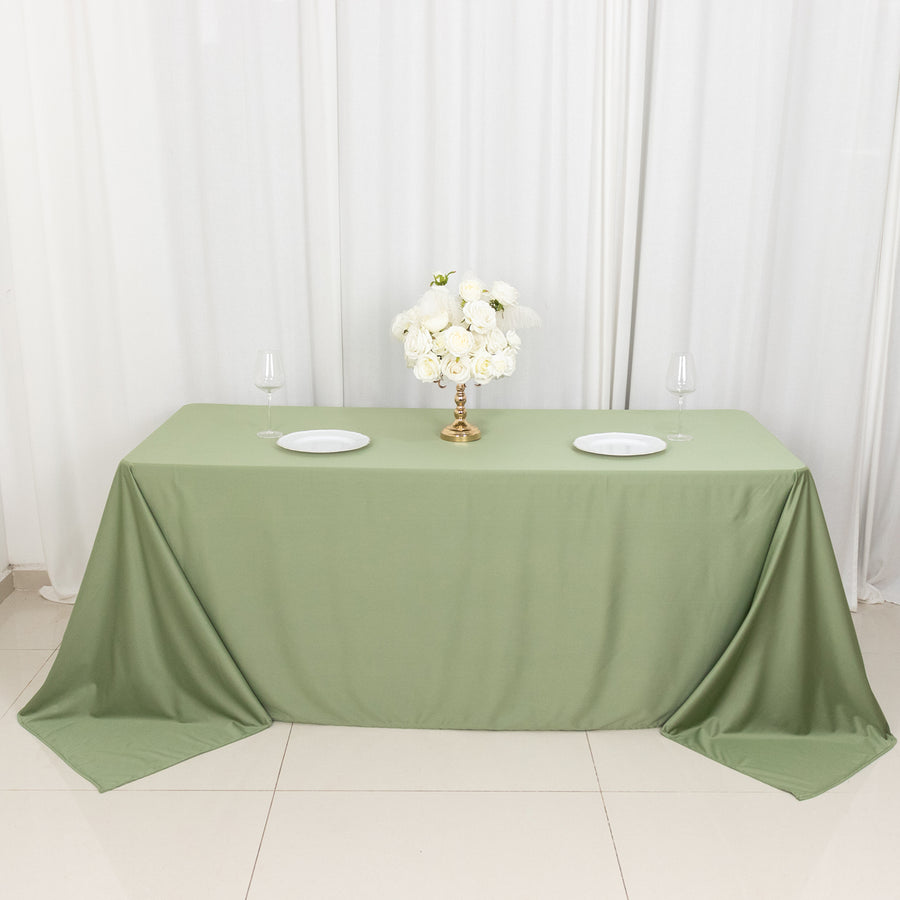 90x132inch Dusty Sage Green Premium Scuba Wrinkle Free Rectangular Tablecloth, Seamless Scuba