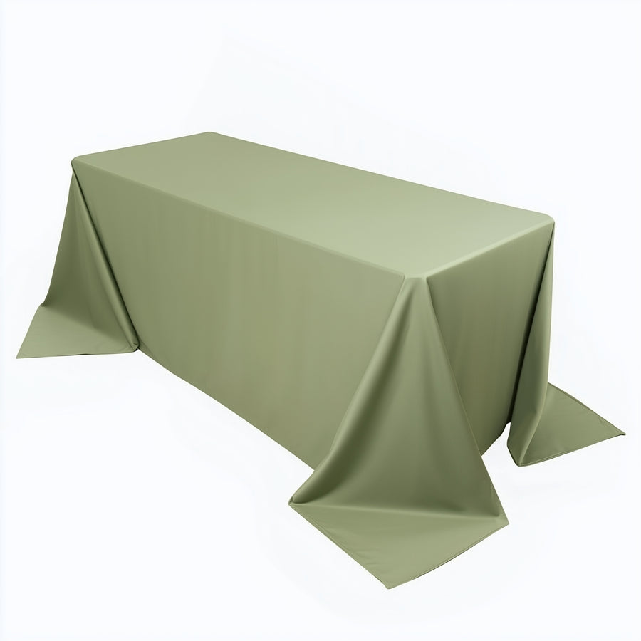 90x132inch Dusty Sage Green Premium Scuba Wrinkle Free Rectangular Tablecloth, Seamless Scuba