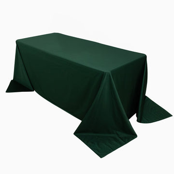 90"x132" Hunter Emerald Green Premium Scuba Wrinkle Free Rectangular Tablecloth, Seamless Scuba Polyester Tablecloth