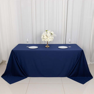 Experience Luxury and Convenience with the Navy Blue Scuba Rectangular Tablecloth Experience Luxury and Convenience with the Navy Blue Scuba Rectangular Tablecloth