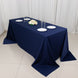 90"x132" Navy Blue Premium Scuba Wrinkle Free Rectangular Tablecloth, Seamless Scuba Polyester