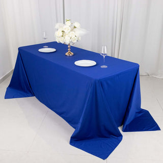 Experience Luxury and Convenience with the Royal Blue Scuba Rectangular Tablecloth Experience Luxury and Convenience with the Royal Blue Scuba Rectangular Tablecloth