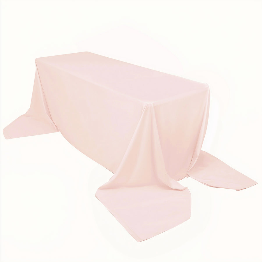 90x156inch Blush Premium Scuba Wrinkle Free Rectangular Tablecloth, Seamless Scuba Polyester