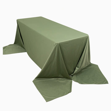 90"x156" Dusty Sage Green Premium Scuba Wrinkle Free Rectangular Tablecloth, Seamless Scuba Polyester Tablecloth