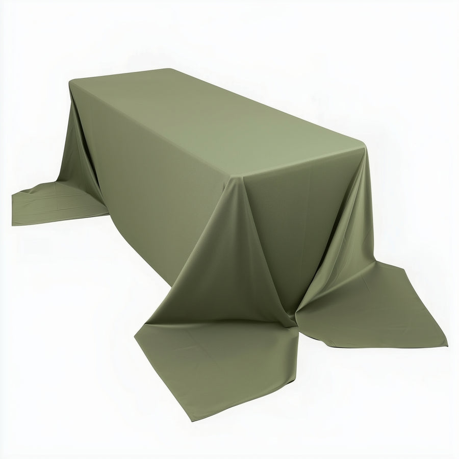 90x156inch Dusty Sage Green Premium Scuba Wrinkle Free Rectangular Tablecloth, Seamless Scuba