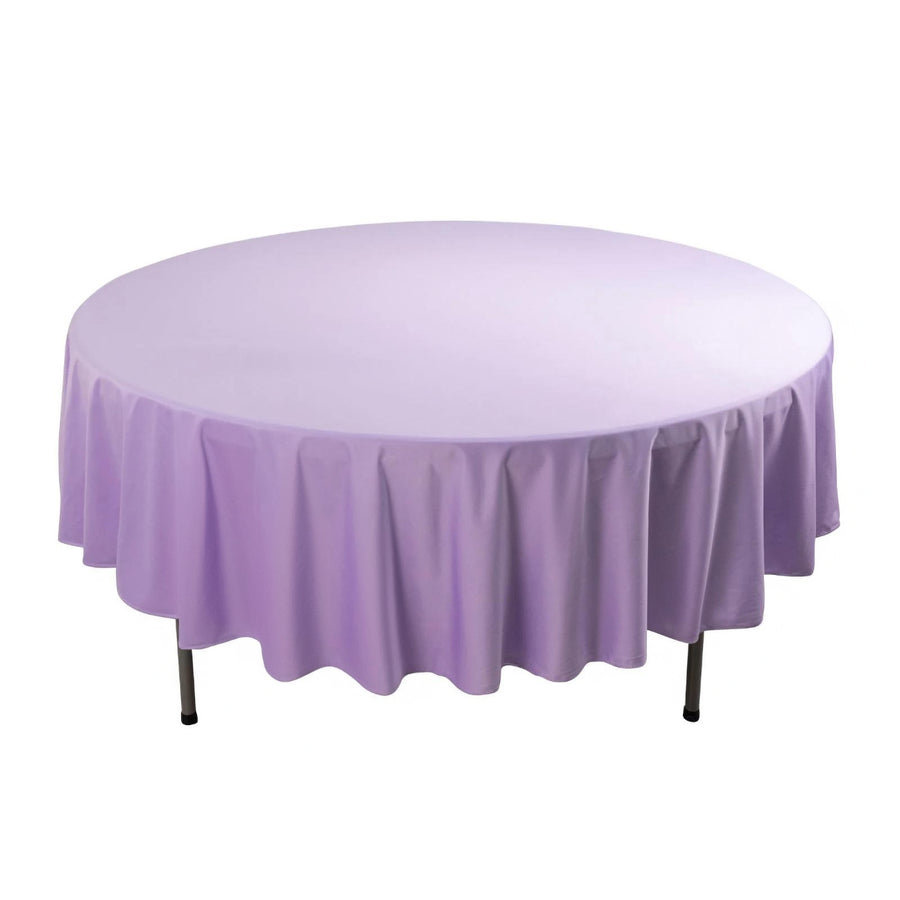 Round purple tablecloth draped elegantly over a table