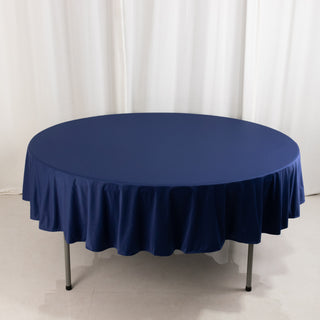 <strong>90" Round Navy Blue Scuba Tablecloth</strong> <strong>90" Round Navy Blue Scuba Tablecloth</strong>