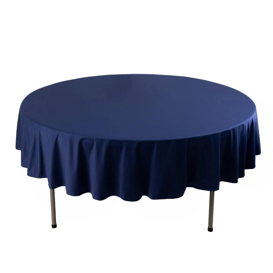 Round navy tablecloth for events and gatherings
