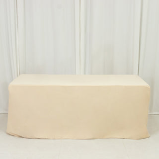 <strong>Wrinkle-Free 6ft Scuba Tablecloth in Beige</strong> <strong>Wrinkle-Free 6ft Scuba Tablecloth in Beige</strong>