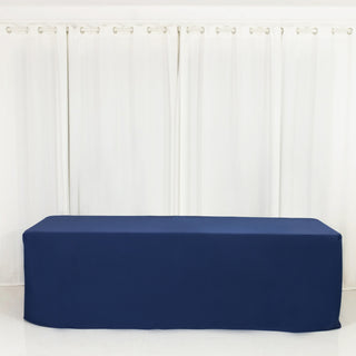 <strong>Navy Blue Scuba Rectangular Tablecloth for 8ft Banquet Tables</strong> <strong>Navy Blue Scuba Rectangular Tablecloth for 8ft Banquet Tables</strong>