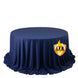 Fire Retardant Scuba Tablecloth – 132inch Round Navy Blue, Wrinkle Free, Stain Resistant, Seamless