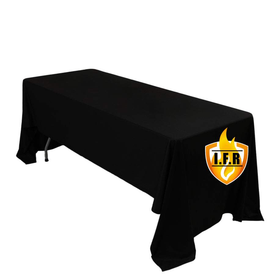Fire Retardant Scuba Tablecloth 60x126inch Rectangle Black Wrinkle Free Stain Resistant Polyester