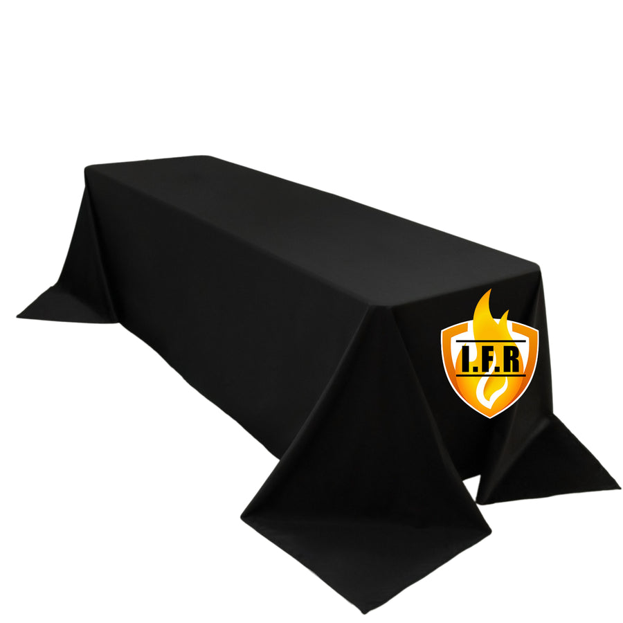 Fire Retardant Scuba Tablecloth – 90x156inch Rectangle Black Wrinkle Free Stain Resistant Seamless