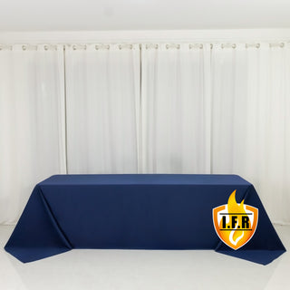 Navy Blue Fire Retardant Scuba Polyester Tablecloth 90"x156" Rectangular Navy Blue Fire Retardant Scuba Polyester Tablecloth 90"x156" Rectangular