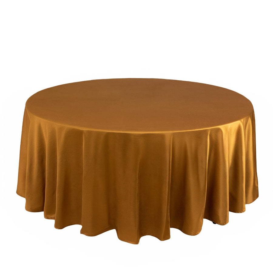 108" Shimmer Gold Premium Scuba Round Tablecloth, Wrinkle Free Polyester Tablecloth