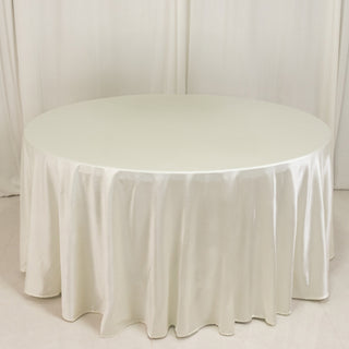 Seamless Scuba Round 120" Tablecloth in Shimmering Pearl White Seamless Scuba Round 120" Tablecloth in Shimmering Pearl White