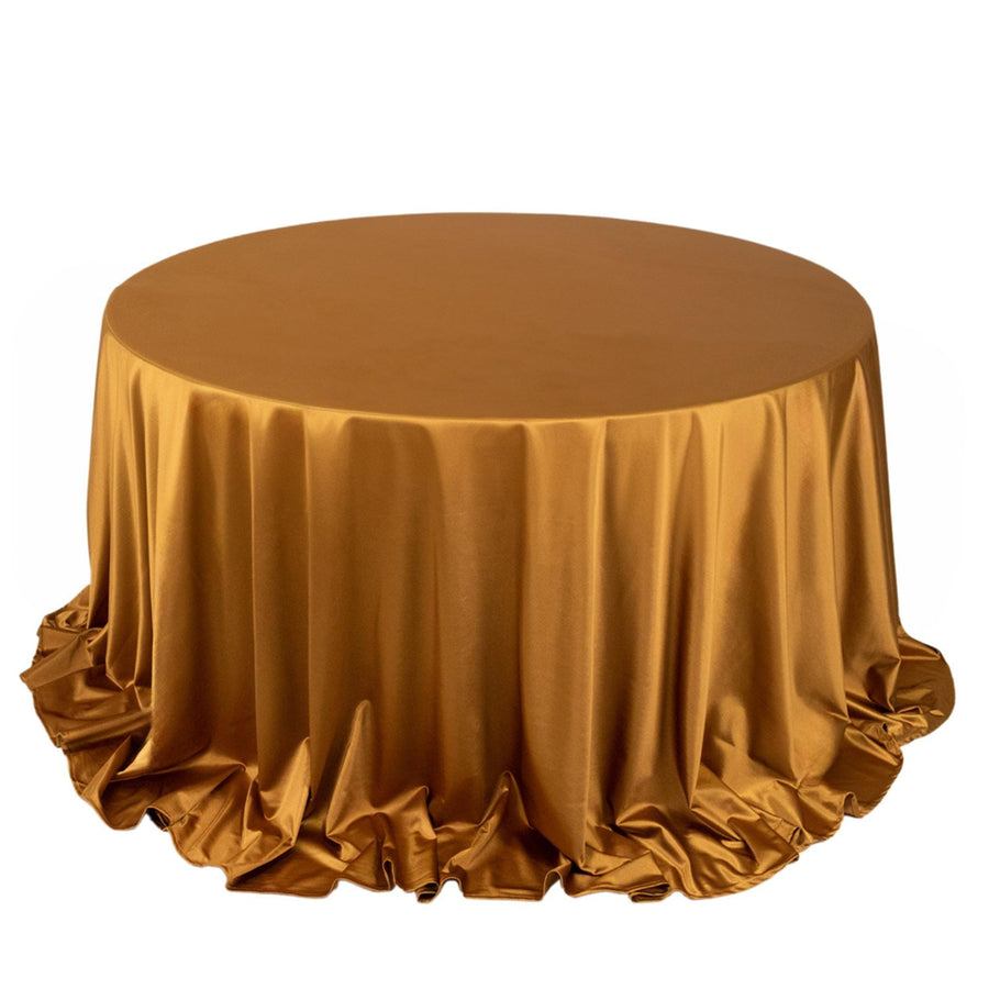 132inch Shimmer Gold Premium Scuba Round Tablecloth, Seamless Polyester Tablecloth