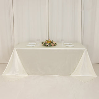 Shimmering Pearl White Scuba Rectangular 90"x132" Tablecloth Shimmering Pearl White Scuba Rectangular 90"x132" Tablecloth