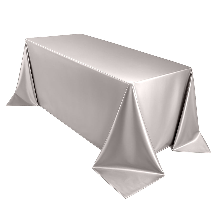90x132inch Shimmer Silver Premium Scuba Rectangle Tablecloth, Wrinkle Free Seamless Polyester