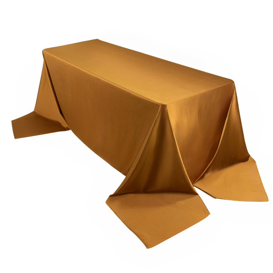 90x156inch Shimmer Gold Premium Scuba Rectangle Tablecloth, Wrinkle Free Seamless Polyester