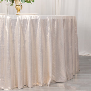 Create a Magical Ambiance with the Beige Shimmer Sequin Dots Tablecloth