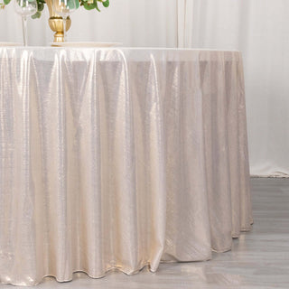 Create a Magical Ambiance with the Beige Shimmer Sequin Dots Tablecloth Create a Magical Ambiance with the Beige Shimmer Sequin Dots Tablecloth
