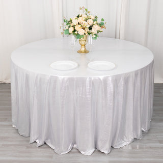 Captivating Silver Shimmer Sequin Dots Polyester Tablecloth for Elegant Events