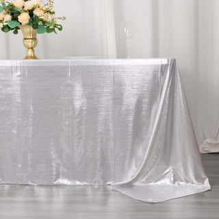 Unleash the Sparkle with our Silver Shimmer Sequin Dots Tablecloth Unleash the Sparkle with our Silver Shimmer Sequin Dots Tablecloth