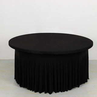 <strong>Elegant Black Wavy Spandex Round Tablecloth with Skirt</strong>