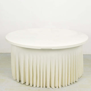 <strong>Elegant Ivory Fitted Spandex Round Tablecloth Table Skirt</strong> <strong>Elegant Ivory Fitted Spandex Round Tablecloth Table Skirt</strong>