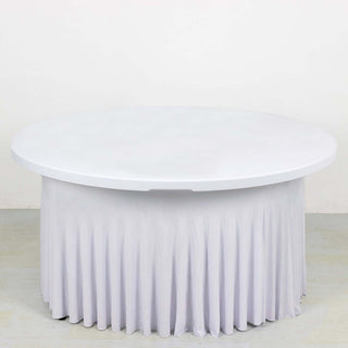 <strong>White Wavy Spandex Round Tablecloth Table Skirt</strong> <strong>White Wavy Spandex Round Tablecloth Table Skirt</strong>